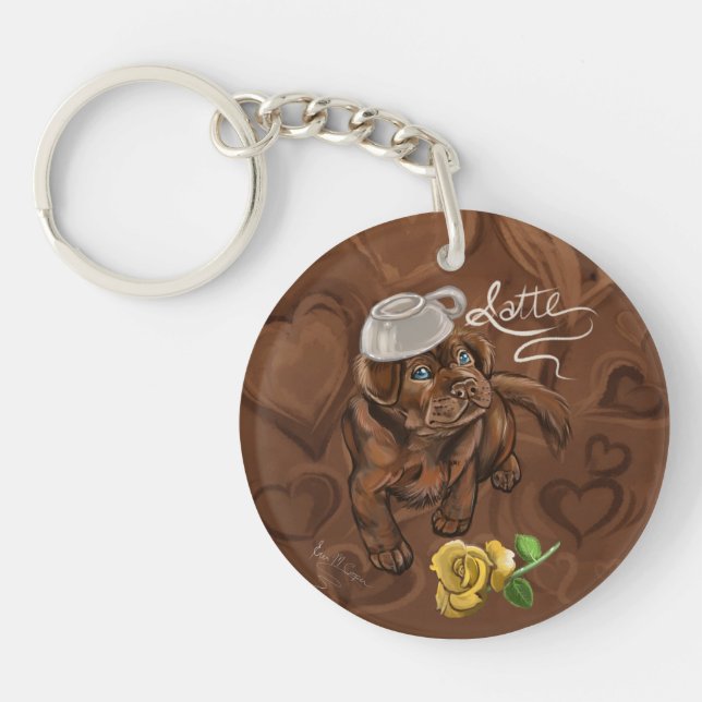 Chocolate Lab Latte Key Ring (Front)