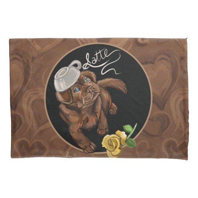 Chocolate Lab Latte Pillowcase (Front)