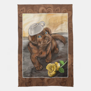 Chocolate Lab Latte Tea Towel