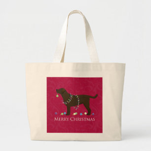 Chocolate Lab Merry Christmas Design Large Tote Bag