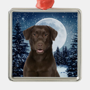 Chocolate Lab Metal Ornament
