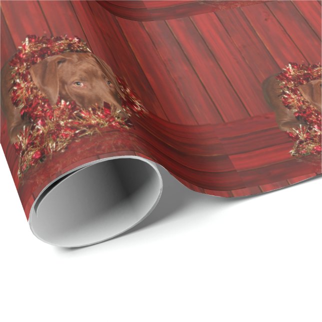 Chocolate lab mix Christmas Wrapping Paper (Roll Corner)