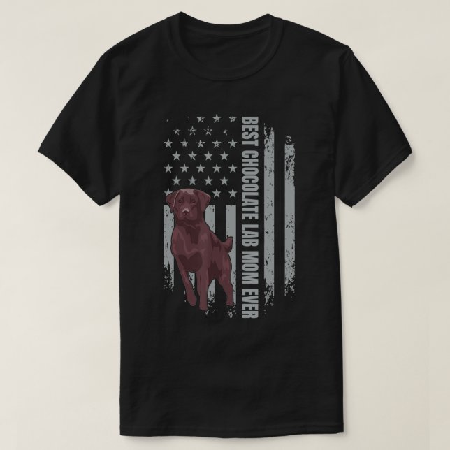 Chocolate Lab Mom American Flag Brown Labrador Ret T-Shirt (Design Front)