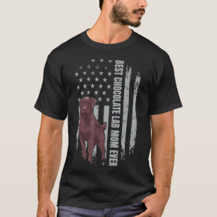 Chocolate Lab Mum American Flag Brown Labrador Ret T-Shirt