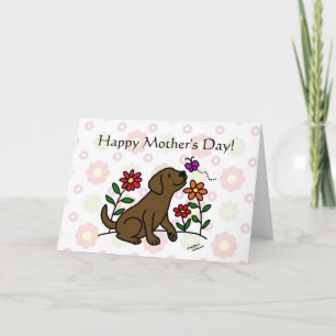 Chocolate Lab Mum & Green Floral Card