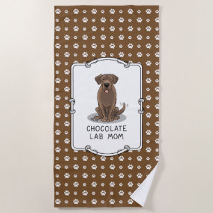 Chocolate Lab Mum (Labrador Retriever Mum) Cute Beach Towel