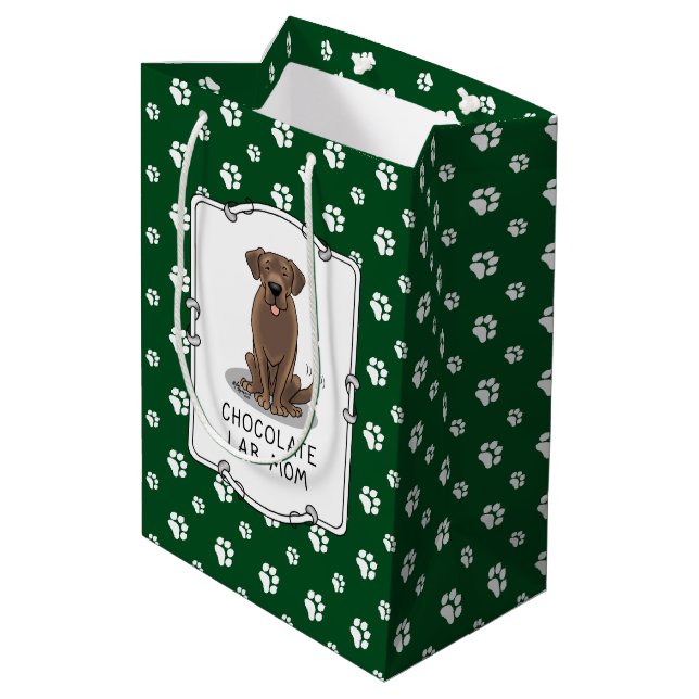 Chocolate Lab Mum (Labrador Retriever Mum) Cute Medium Gift Bag (Back Angled)