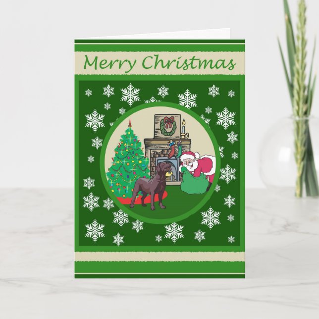Chocolate Lab Old Fashioned Christmas Holiday Card (Front)