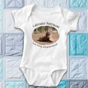 Chocolate Lab On A Forest Trail Replaceable Photo Baby Bodysuit