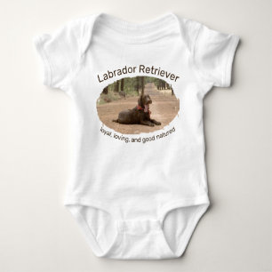 Chocolate Lab On A Forest Trail Replaceable Photo Baby Bodysuit