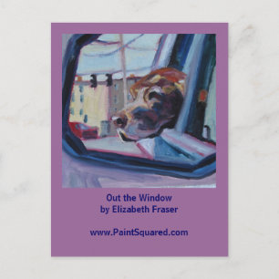 Chocolate Lab • Out the Window • Painting Post Postcard
