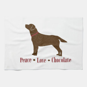 Chocolate Lab Peace Love Chocolate Tea Towel
