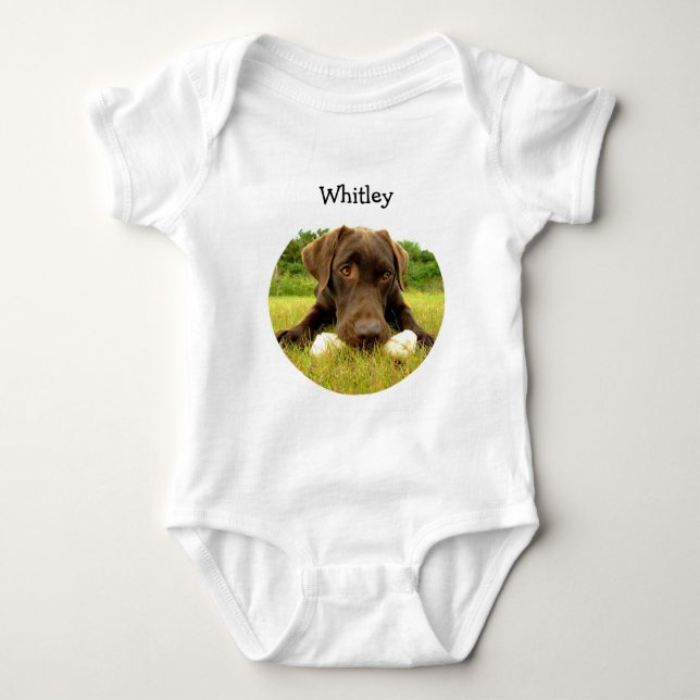 Chocolate Lab Personalised Baby Bodysuit (Front)