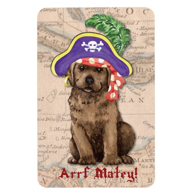 Chocolate Lab Pirate Magnet (Vertical)