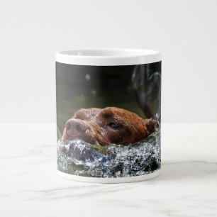 Chocolate Lab Pit Mix Dog Swimming 5 Large Coffee Mug