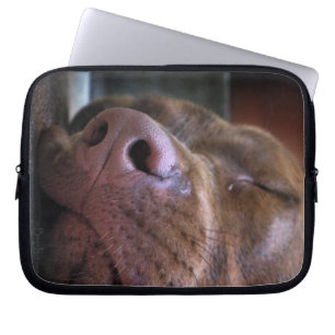 Chocolate Lab Pit Puppy Sleeping Laptop Sleeve