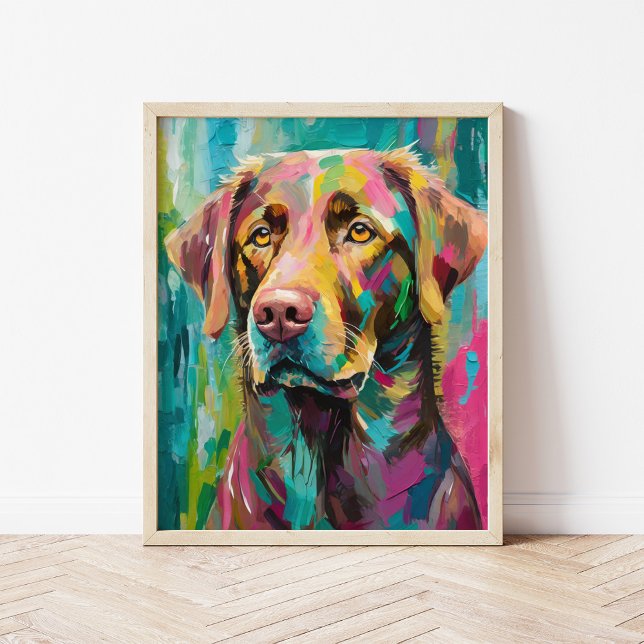 Chocolate Lab Portrait Colourful Abstract Art Poster (Creator Uploaded)