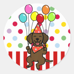 Chocolate Lab Puppy Birthday Balloons Classic Round Sticker