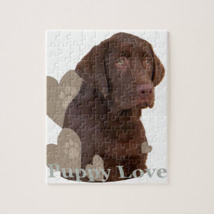 Chocolate Lab Puppy Love Jigsaw Puzzle