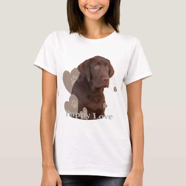 Chocolate Lab Puppy Love T-Shirt (Front)