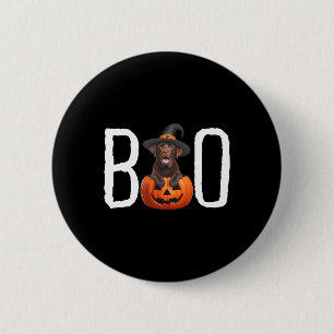 Chocolate Lab Puppy Pumpkin Boo Witch Hat Dog Hall 6 Cm Round Badge