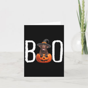 Chocolate Lab Puppy Pumpkin Boo Witch Hat Dog Hall Card