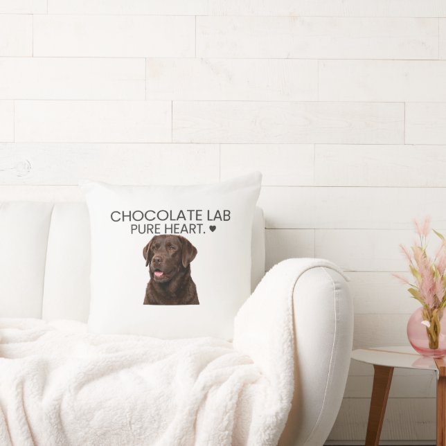 Chocolate Lab Pure Heart Throw Pillow (Couch)