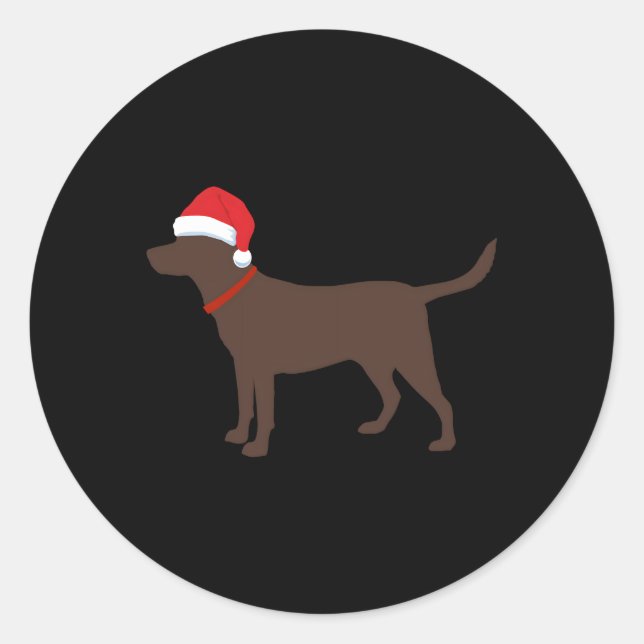 Chocolate Lab Santa Labrador Classic Round Sticker (Front)