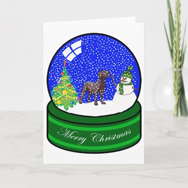 chocolate lab snow globe holiday card (Front)