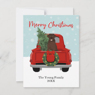 Chocolate Lab Vintage Christmas Truck Holiday Card