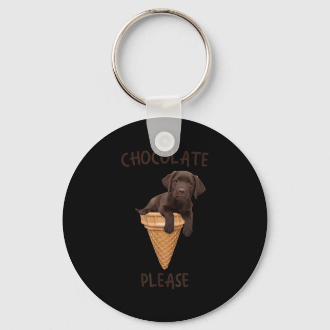 Chocolate Lab Waffle Cone Ice Cream Cute Labrador  Key Ring (Front)