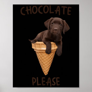 Chocolate Lab Waffle Cone Ice Cream Cute Labrador  Poster