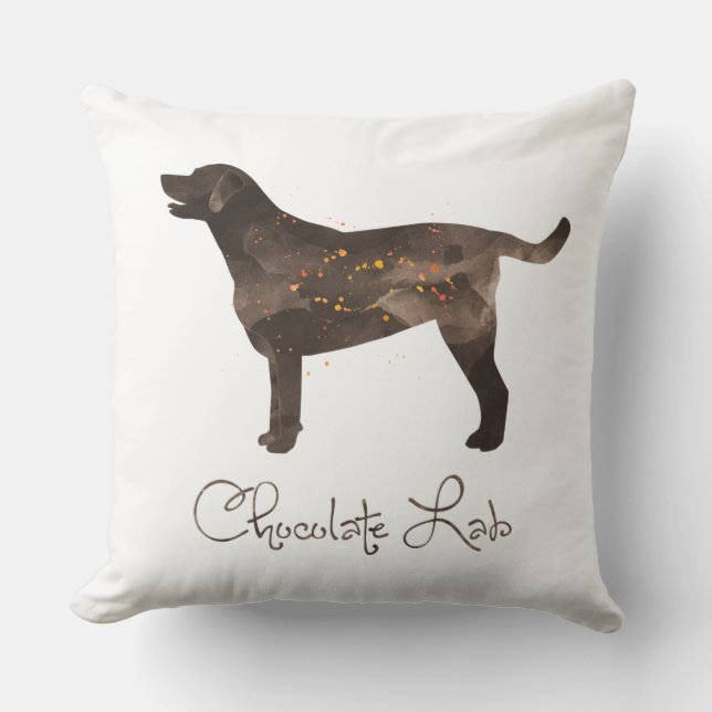 Chocolate Lab Watercolor Design Cushion (Front)