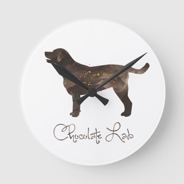 Chocolate Lab Watercolor Design Round Clock (Front)