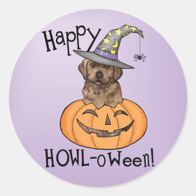 Chocolate Lab Witch Classic Round Sticker (Front)