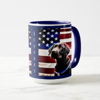Chocolate Lab with American Flag Patriotic