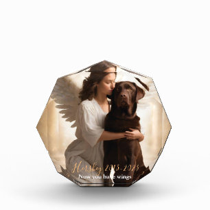 Chocolate Lab with Angel Custom Memorial Photo Block