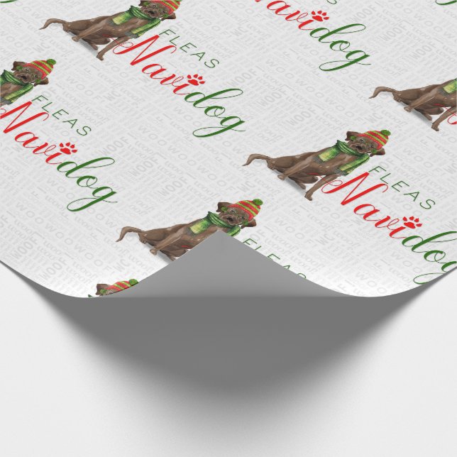Chocolate Lab Wraps Up Christmas Dog Lover Wrapping Paper (Corner)