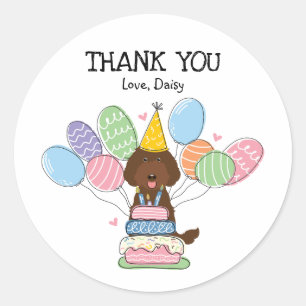 Chocolate Labradoodle Birthday Favour Tags Sticker