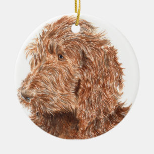 Chocolate Labradoodle Ceramic Tree Decoration
