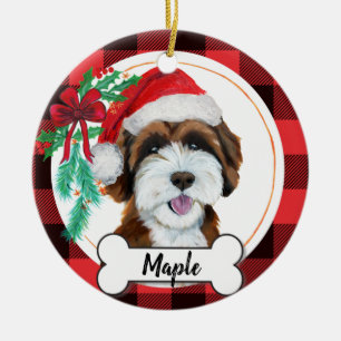 Chocolate Labradoodle / Chocolate Goldendoodle Ceramic Ornament