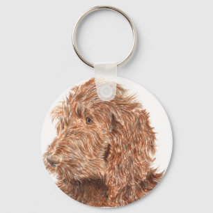 Chocolate Labradoodle Key Ring