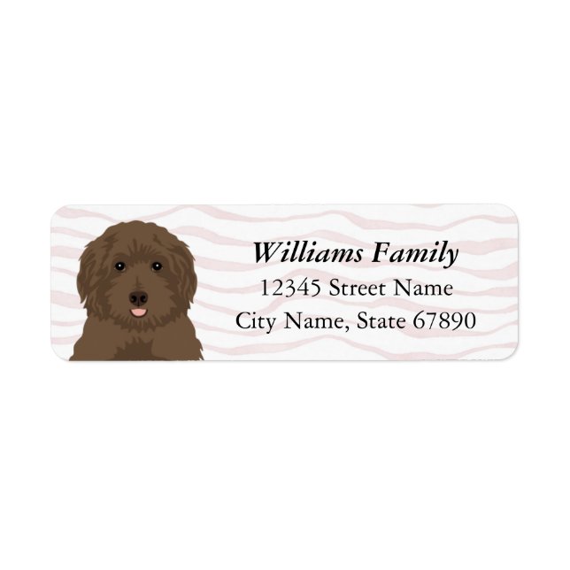 Chocolate Labradoodle Waves Return Address Labels (Front)