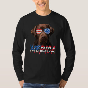 Chocolate Labrador American Flag Lab Dog 4th Of J T-Shirt