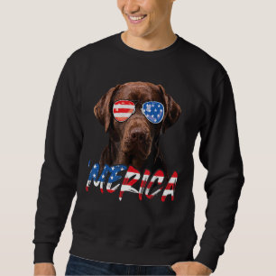 Chocolate Labrador American Flag Lab Dog 4th Of Sweatshirt
