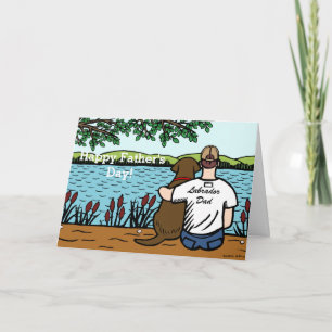 Chocolate Labrador and  Dad Card