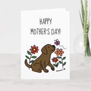 Chocolate Labrador and Green Mother's Day Card