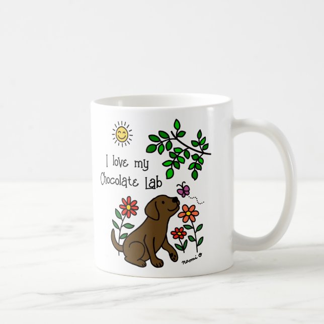 Chocolate Labrador and Green Mug (Right)