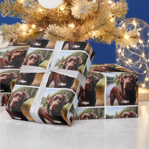 Chocolate Labrador and Lake Wrapping Paper