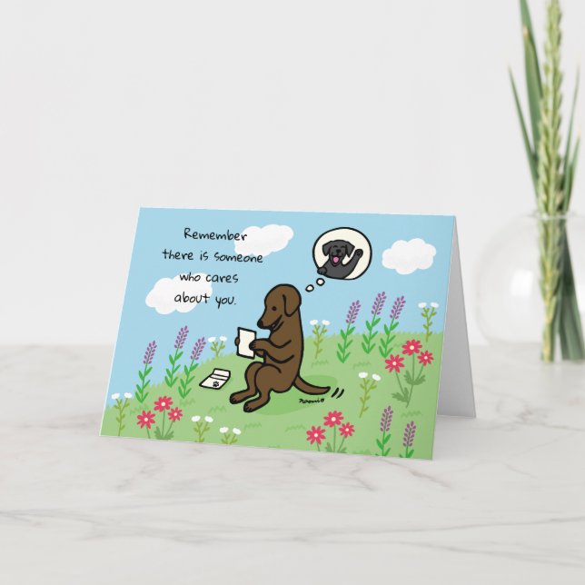 Chocolate Labrador and Letter Someone Cares Card (Front)